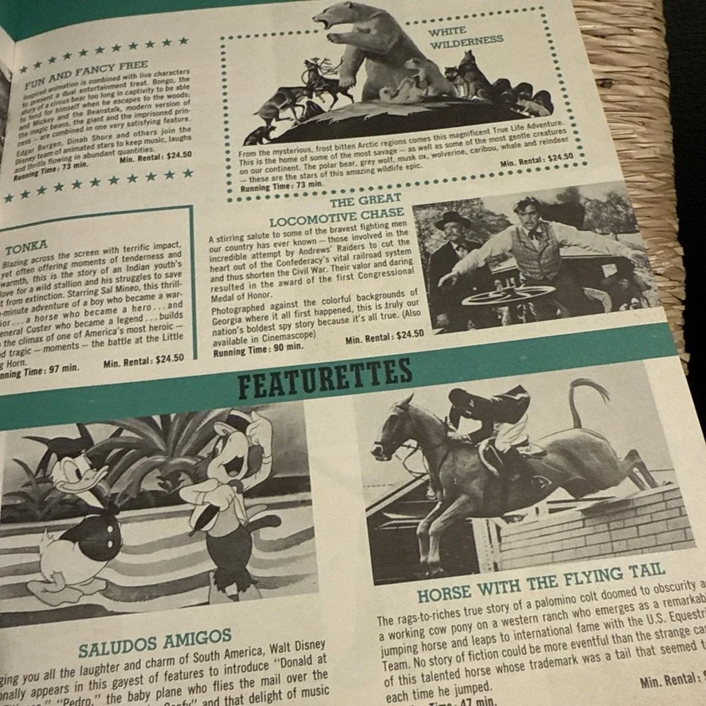 Vintage 1963-64 Walt Disney 16mm Films Catalog Mickey Mouse Reference Film Book